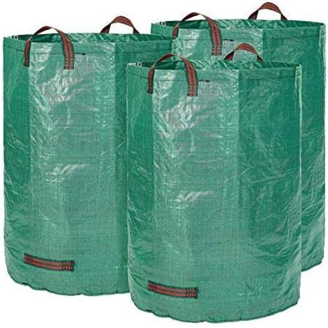 Bolsas de jardín reutilizables, 72 galones, paquete de 3, con asas reforzadas y guantes de jardinería, bolsas para desechos de jardín duraderas y resistentes para hojas, césped, campamento y reciclaje