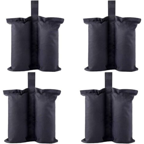 Bolsas de lastre para tiendas de campaña plegables - Sacos de arena para dar sombra instantánea a los pies (paquete de 4, 34 cm x 35 cm, negras)