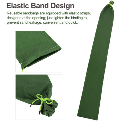 Bolsas de lona reutilizables y resistentes para protección contra inundaciones, paquete de 3 unidades con cierre de cordón para puertas, ventanas y garajes, 25 x 150 cm.