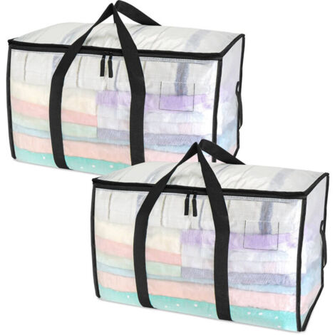 Bolsas de mudanza extragrandes con asas reforzadas (paquete de 2), resistentes, para guardar ropa y suministros (transparentes, paquete de 6)
