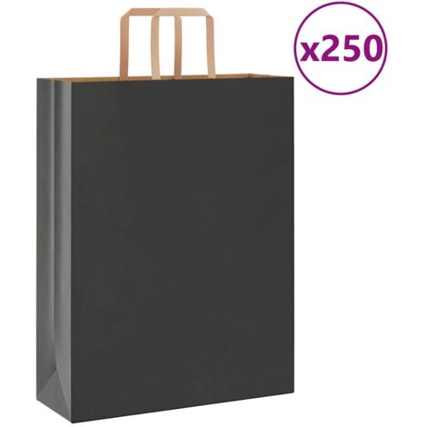 Bolsas de papel con asas 250 uds negra 32x12x42 cm vidaXL