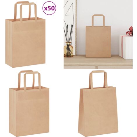 Bolsas de papel con asas 50 uds marrón 18x8x22 cm - Bolsas de regalo - Bolsas de fiesta