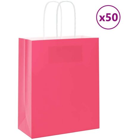 Bolsas de papel con asas 50 uds rosa 18x8x22 cm vidaXL