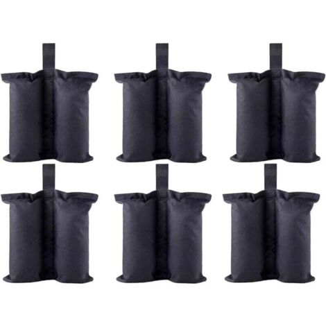 Bolsas de peso duraderas y de alta calidad para una protección instantánea: bolsa de arena para patas de tienda de campaña, toldo emergente, bolsa de peso para pies (talla M – 6, negra)