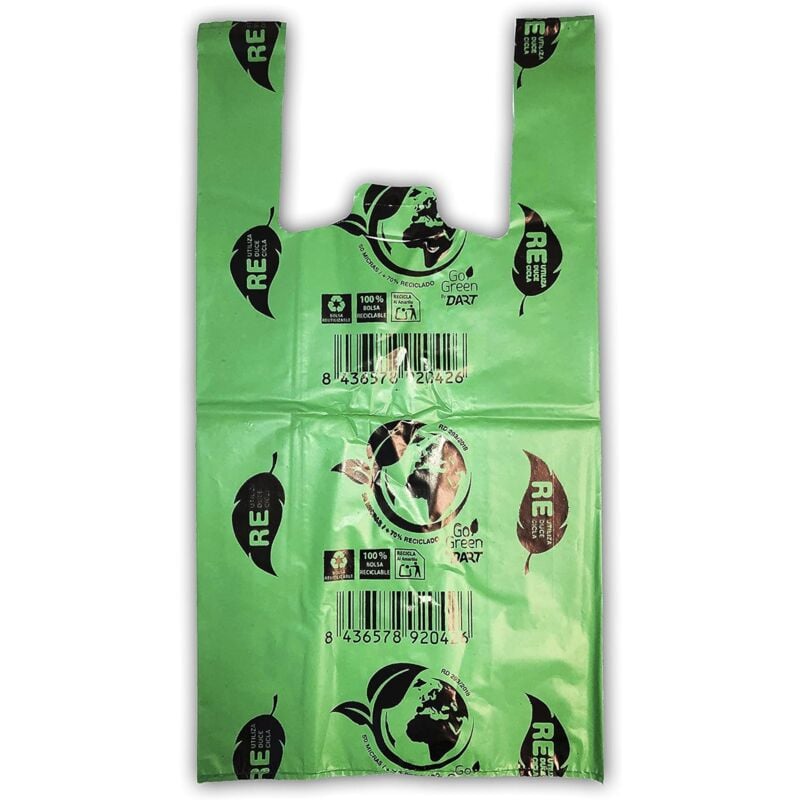 

Bravo Home - Bolsas de plástico verde con asa 42x53cm. Bolsas de plástico altamente resistentes de hasta 1 KG - Bolsa de plástico reciclada y