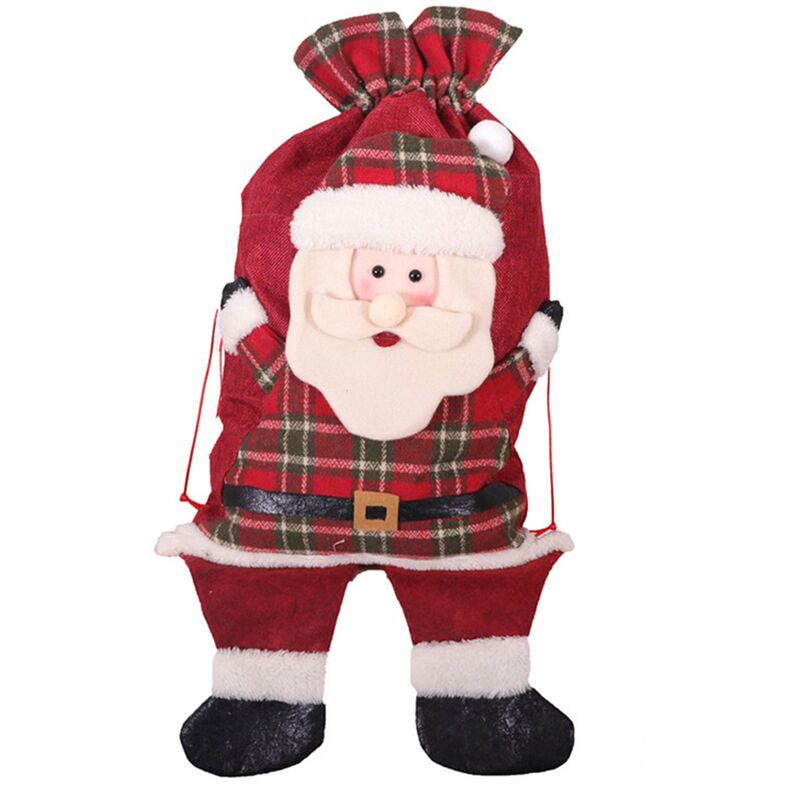 

Bolsas navidenas reutilizables con cordon Bolsas navidenas para dulces Bolsas a cuadros rojos Decoraciones navidenas Bolsas de regalo para