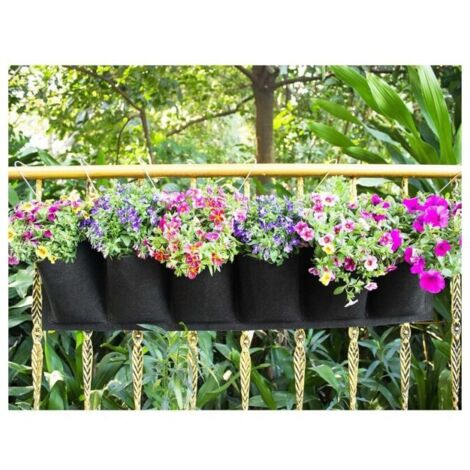 Bolsas (negras) Bolsa de plantación vertical, Bolsa de plantación de jardín, Maceta colgante de pared, Balcón, Maceta colgante, Interior y exterior
