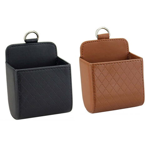 Bolsas organizadoras para coche (paquete de 2), bolsas multifuncionales para organizar el teléfono del coche, bolsas colgantes, cajas de almacenamiento, accesorios para coche - Naranja y negro