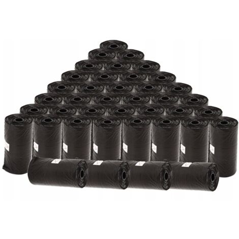 Bolsas para excrementos de perro  6,5 cm x 2,5 cm  15 unidades/rollo - Negras  40 rollos  600 bolsas