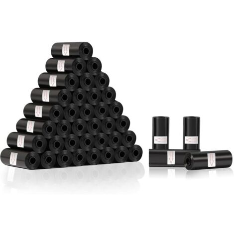 Bolsas para excrementos de perro (paquete de 600), negras, resistentes y a prueba de fugas (40 rollos, 15 por rollo)