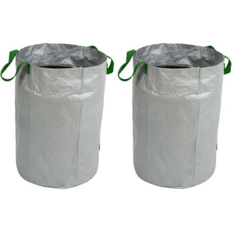 Bolsas para residuos de jardín KZQ, 100 l, reutilizables, resistentes al desgarro, impermeables, con asas, para césped y piscina, 45 cm x 63 cm (paquete de 2)