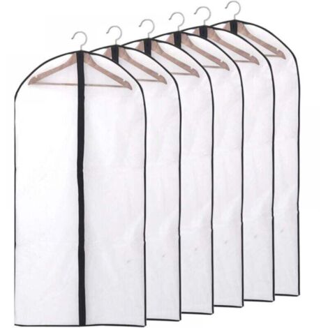 Bolsas protectoras para ropa (60 x 140 cm, impermeables, antipolvo, antiácaros y antihumedad, color negro) (paquete de 6)
