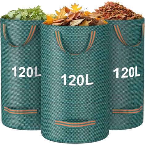 Bolsas reutilizables para desechos de jardín, bolsas para césped y hojas de 32 galones, bolsas de jardín resistentes con asas reforzadas, bolsas para reciclaje de hojas para acampar