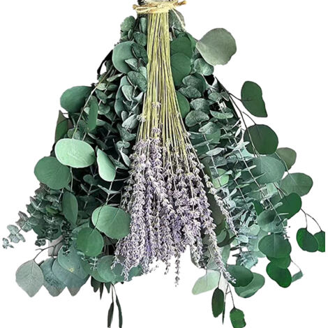 Bolsita relajante para la ducha con eucalipto seco (bolsita de 10 g, 17 tiras) – Composición: Lavanda, limón y hojas de manzana – Idea de regalo natural para el hogar