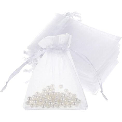 Bolsitas de tul, juego de 50 - 8 x 10 cm, bolsitas para joyas, recuerdos de boda, recuerdos de cumpleaños, bolsitas de regalo con cordón para dulces