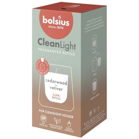 Bolsius Cleanlight Duft-Nachfüller 2er Pack Zedernholz & Vetiver