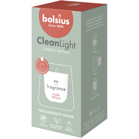 Bolsius Cleanlight Nachfüller 2er Pack - ohne Duft weiß Duftkerze