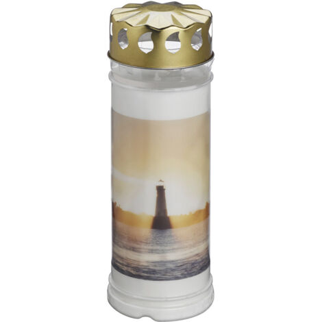 Bolsius Dauerbrenner Nr. 7 Leuchtturm weiß, Höhe 20 cm Grabkerzen
