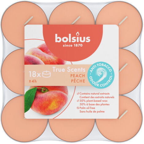 Bolsius Duft-Teelichte Alu 4 Stunden 18er Pack True Scents Pfirsich