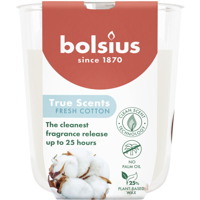 Bolsius Duftkerze Im Glas True Scents Ø 7, 3 X 8 Cm Fresh Cotton Duftkerze