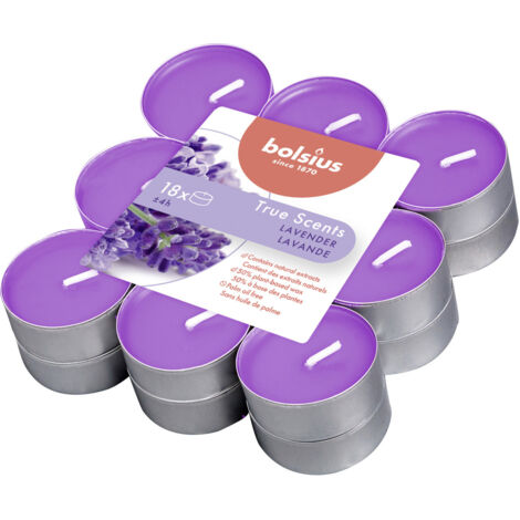 Bolsius Duftteelichte Lavendel Höhe 1,15 cm, Ø 3,1 cm, 18er Pack Kerze Teelicht
