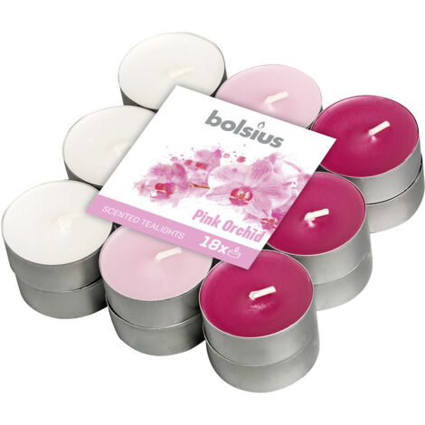 Bolsius Duftteelichter Pink Orchidee Ø 3,8 cm, 18er Pack Teelichter