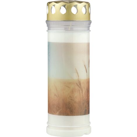 Bolsius Lumino Funerale – Bianco – 6 Pezzi – Lunghezza Durata 168 Ore – Candela Funebre & Memoriale – Con Motivo – Campi – Senza Olio di Palma – Nr. 7