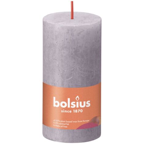 Bolsius Rustik Stumpenkerze gefrorener lavendel, Höhe 10 cm, Ø 5 cm Stumpen- und Kugelkerzen