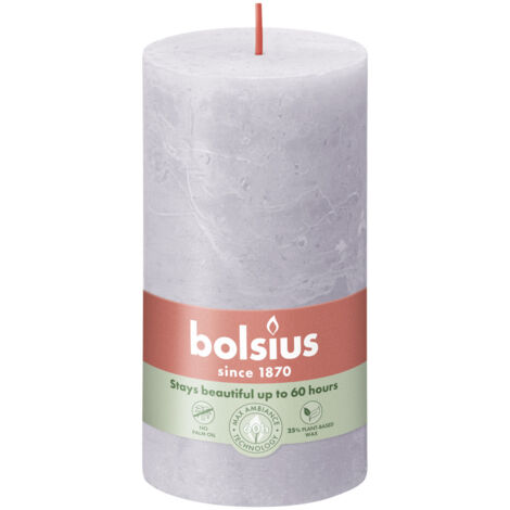 Bolsius Rustik Stumpenkerze gefrorener lavendel, Höhe  13 cm, Ø 6,8 cm Stumpen- und Kugelkerzen