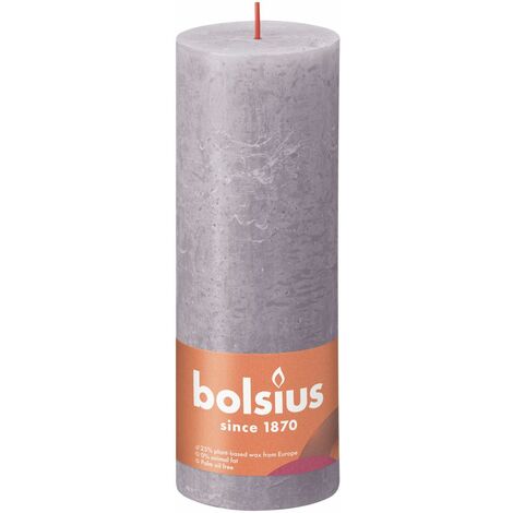 Bolsius Rustik Stumpenkerze gefrorener lavendel, Höhe 19 cm, Ø 6,8 cm Stumpen- und Kugelkerzen