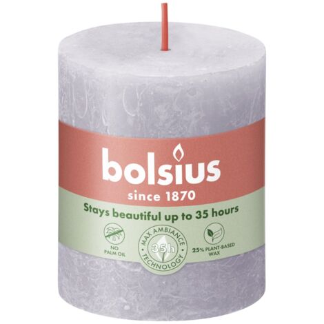 Bolsius Rustik Stumpenkerze gefrorener lavendel, Höhe 8 cm, Ø 6,8 cm Stumpen- und Kugelkerzen