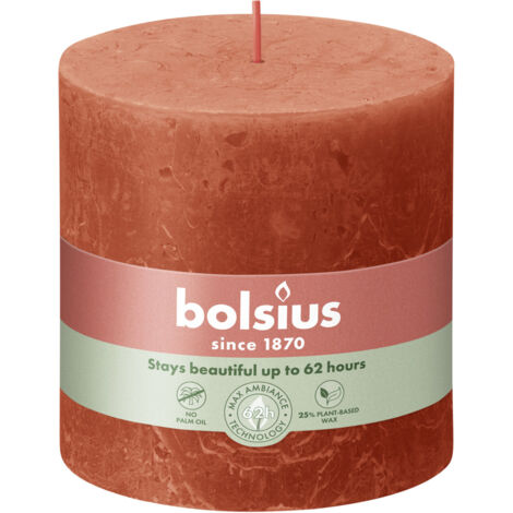 Bolsius Rustik Stumpenkerze herbstliches orange, Höhe 10 cm, Ø 10 cm Stumpen- und Kugelkerzen