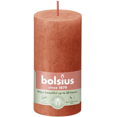 Bolsius Rustik Stumpenkerze herbstliches Orange, Höhe  10 cm , Ø 5 cm Stumpen- und Kugelkerzen