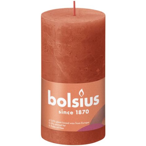 Bolsius Rustik Stumpenkerze herbstliches orange, Höhe 13 cm, Ø 6,8 cm Stumpen- und Kugelkerzen