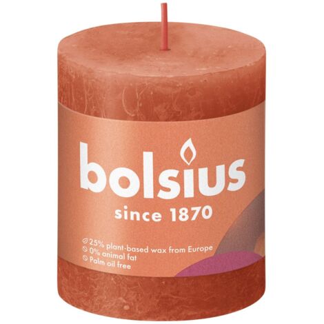 Bolsius Rustik Stumpenkerze herbstliches Orange, Höhe  8 cm , Ø 6,8 cm Stumpen- und Kugelkerzen