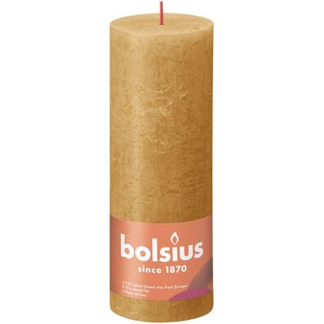 Bolsius Rustik Stumpenkerze honigwabengelb, Höhe  19 cm, Ø 6,8 cm Stumpen- und Kugelkerzen