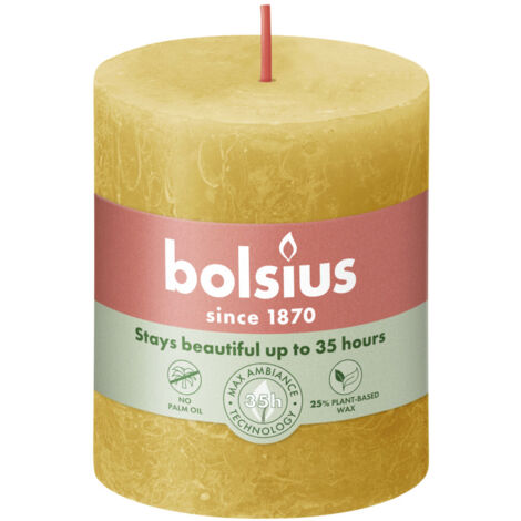Bolsius Rustik Stumpenkerze honigwabengelb, Höhe 8 cm, Ø 6,8 cm Stumpen- und Kugelkerzen