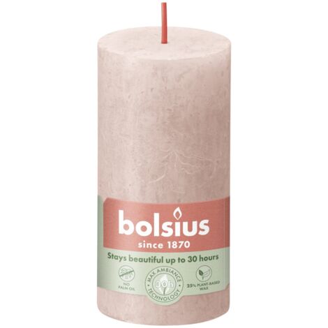 Bolsius Rustik Stumpenkerze nebeliges Rosa, Höhe 10 cm, Ø 5 cm Stumpen- und Kugelkerzen