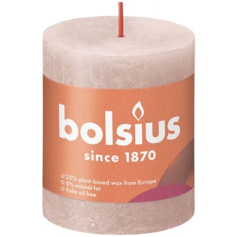 Bolsius Rustik Stumpenkerze nebeliges Rosa, Höhe 8 cm, Ø 6,8 cm Stumpen- und Kugelkerzen