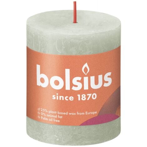 Bolsius Rustik Stumpenkerze nebliges grün, Höhe 8 cm, Ø 6,8 cm Stumpen- und Kugelkerzen