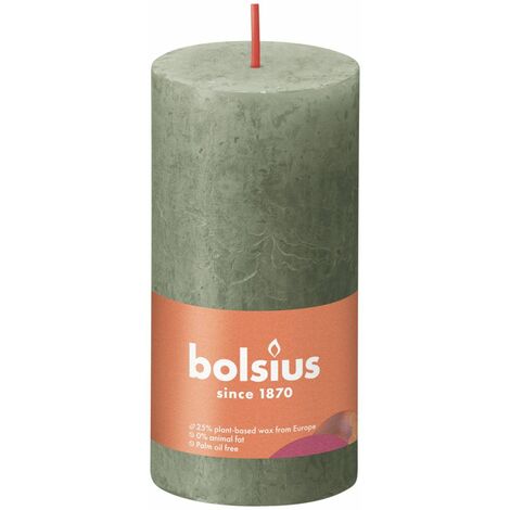 Bolsius Rustik Stumpenkerze Olivengrün, Höhe 10 cm , Ø 5 cm Stumpen- und Kugelkerzen