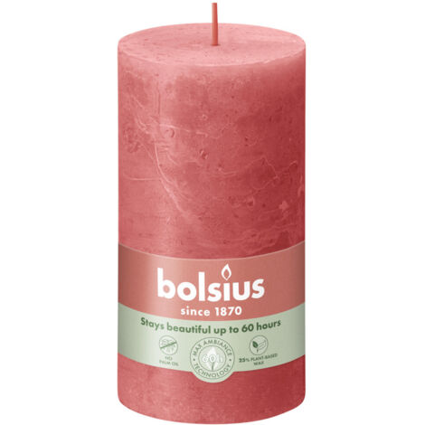 Bolsius Rustik Stumpenkerze rosa blüte, Höhe  13 cm, Ø 6,8 cm Stumpen- und Kugelkerzen