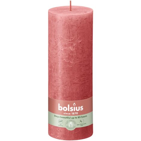Bolsius Rustik Stumpenkerze rosa blüte, Höhe 19 cm, Ø 6,8 cm Stumpen- und Kugelkerzen