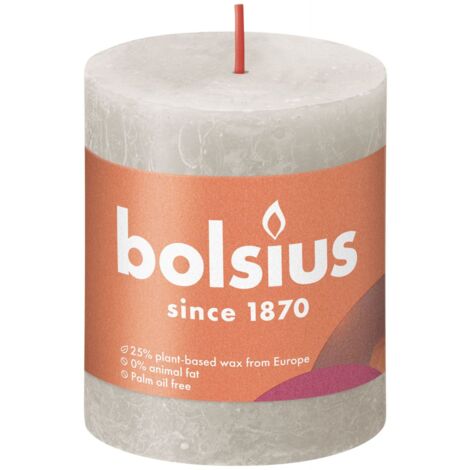 Bolsius Rustik Stumpenkerze sandgrau, Höhe 8 cm, Ø 6,8 cm Stumpen- und Kugelkerzen
