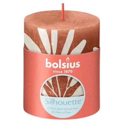 Bolsius Rustik Stumpenkerze Silhouette Rostiges Rosa+Salbei 8 cm Stumpen- und Kugelkerzen