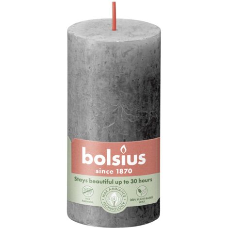 Bolsius Rustik Stumpenkerze stürmisches grau, Höhe 10 cm, Ø 5 cm Stumpen- und Kugelkerzen