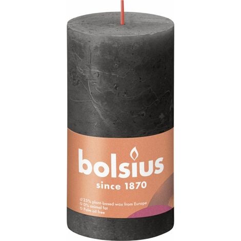 Bolsius Rustik Stumpenkerze stürmisches grau, Höhe 13 cm, Ø 6,8 cm Stumpen- und Kugelkerzen