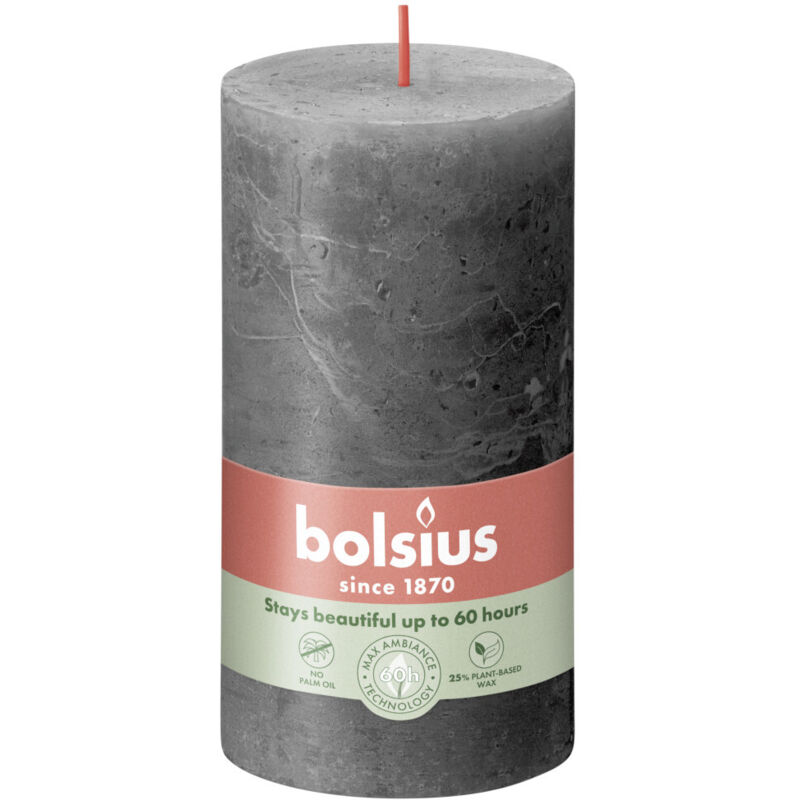 Bolsius Rustik Stumpenkerze Stürmisches Grau, Höhe 13 Cm, Ø 6, 8 Cm Stumpen- Und Kugelkerzen