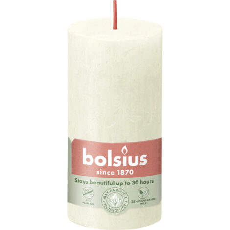 Bolsius Rustik Stumpenkerze weiche Perle, Höhe 10 cm, Ø 5 cm Stumpen- und Kugelkerzen