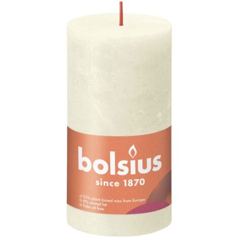 Bolsius Rustik Stumpenkerze weiche Perle, Höhe 13 cm, Ø 6,8 cm Stumpen- und Kugelkerzen